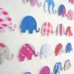 Elephants In Red, Blue & White..